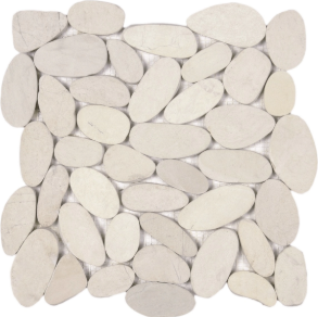 White XL Sliced Matte Pebble Interlocking - stone tile